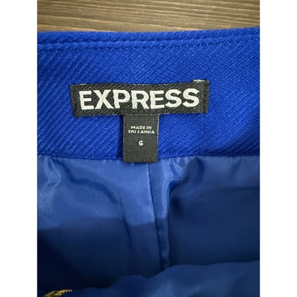 EXPRESS Royal Blue A-Line Mini Skirt Zip Front Pockets Women's Size 6 - Picture 4 of 7